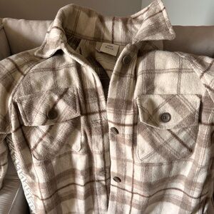 Knox Rose Beige and Brown Plaid Shirt